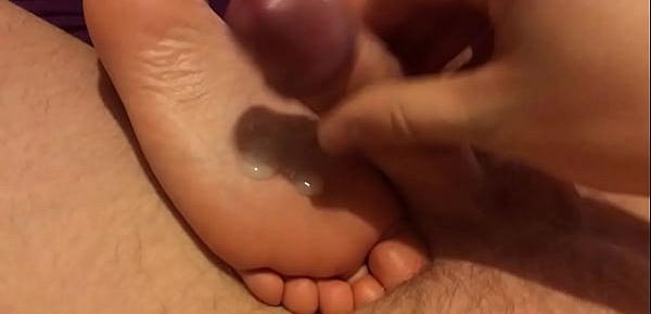  Sleeping Footjob. Cumming on soft soles